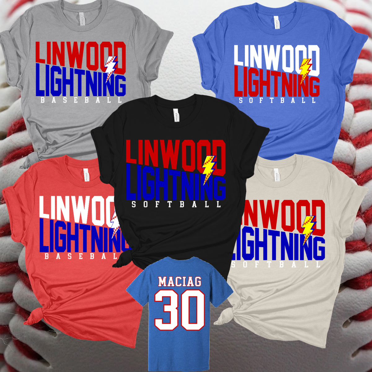 Linwood Lightning - Angled Logo Tee (Youth & Adult Sizes)