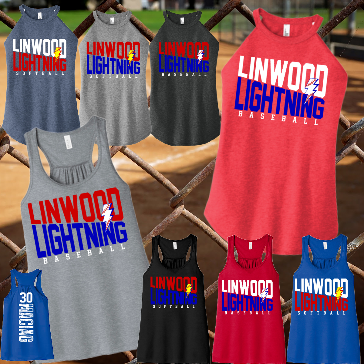 Linwood Lightning - Angled Logo Tank