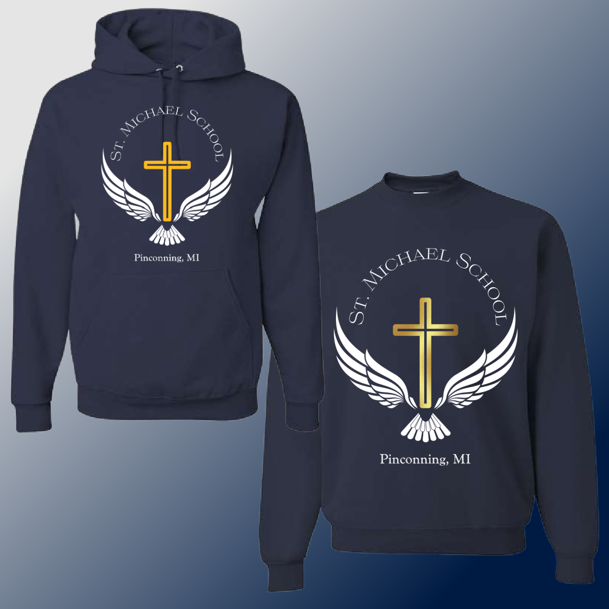 St. Michael Eagles - Navy School Logo Basic Sweatshirt (Youth & Adult) - MADE TO ORDER/TWO WEEKS