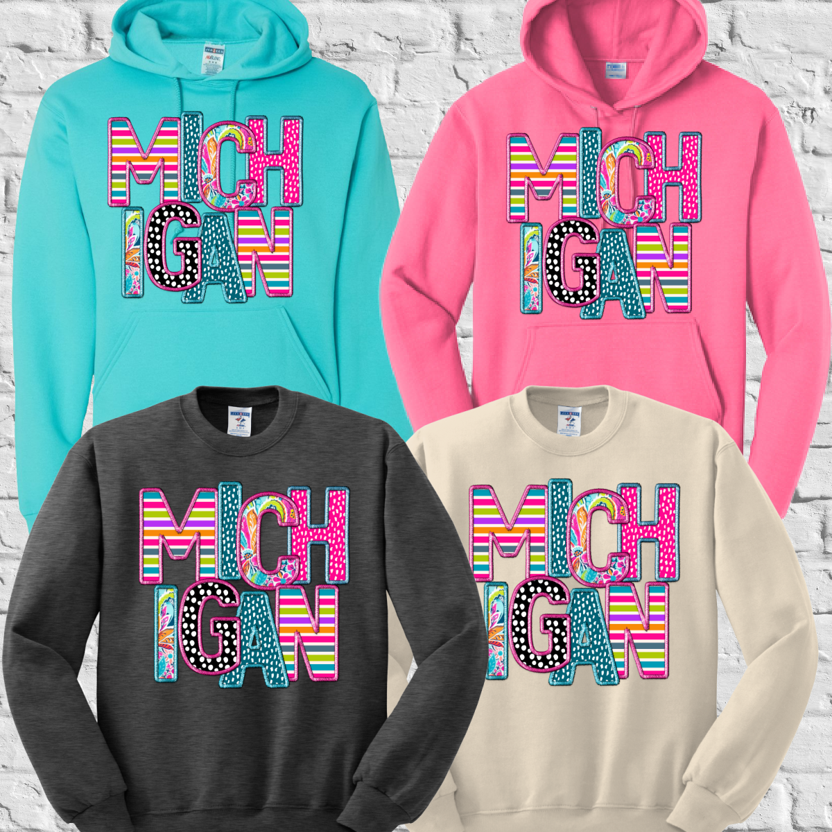 Michigan Faux Embroidery Sweatshirt