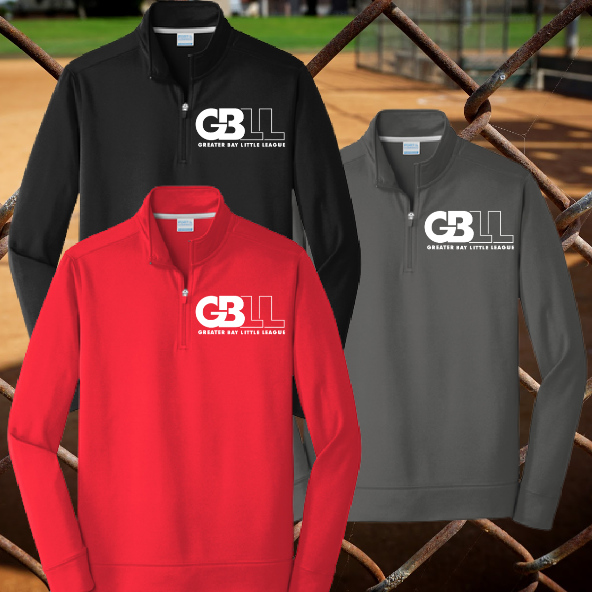 Greater Bay Little League - White Logo Performance Quarter Zip