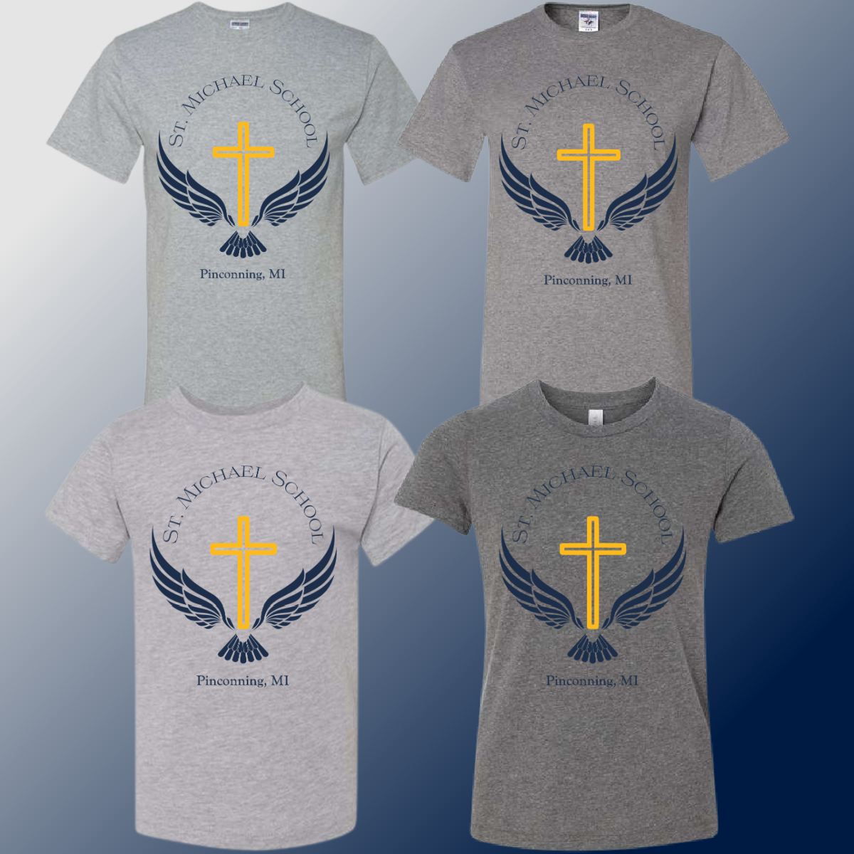 St. Michael Eagles - Gray School Logo Tee (Youth & Adult) - MADE TO ORDER/TWO WEEKS