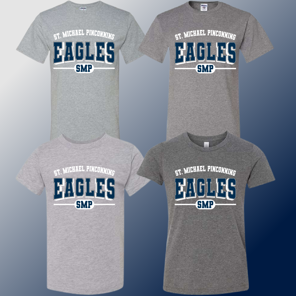 St. Michael Eagles - Gray Varsity Mascot Logo Tee (Youth & Adult) - MADE TO ORDER/TWO WEEKS