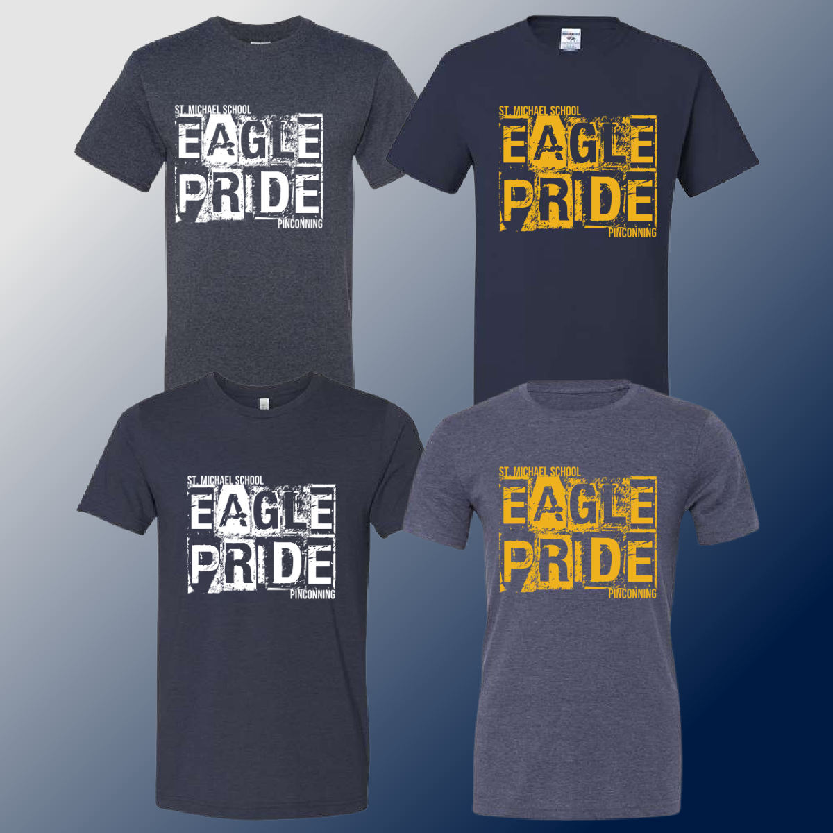 St. Michael Eagles - Navy Distressed Block Tee (Youth & Adult) - MADE TO ORDER/TWO WEEKS