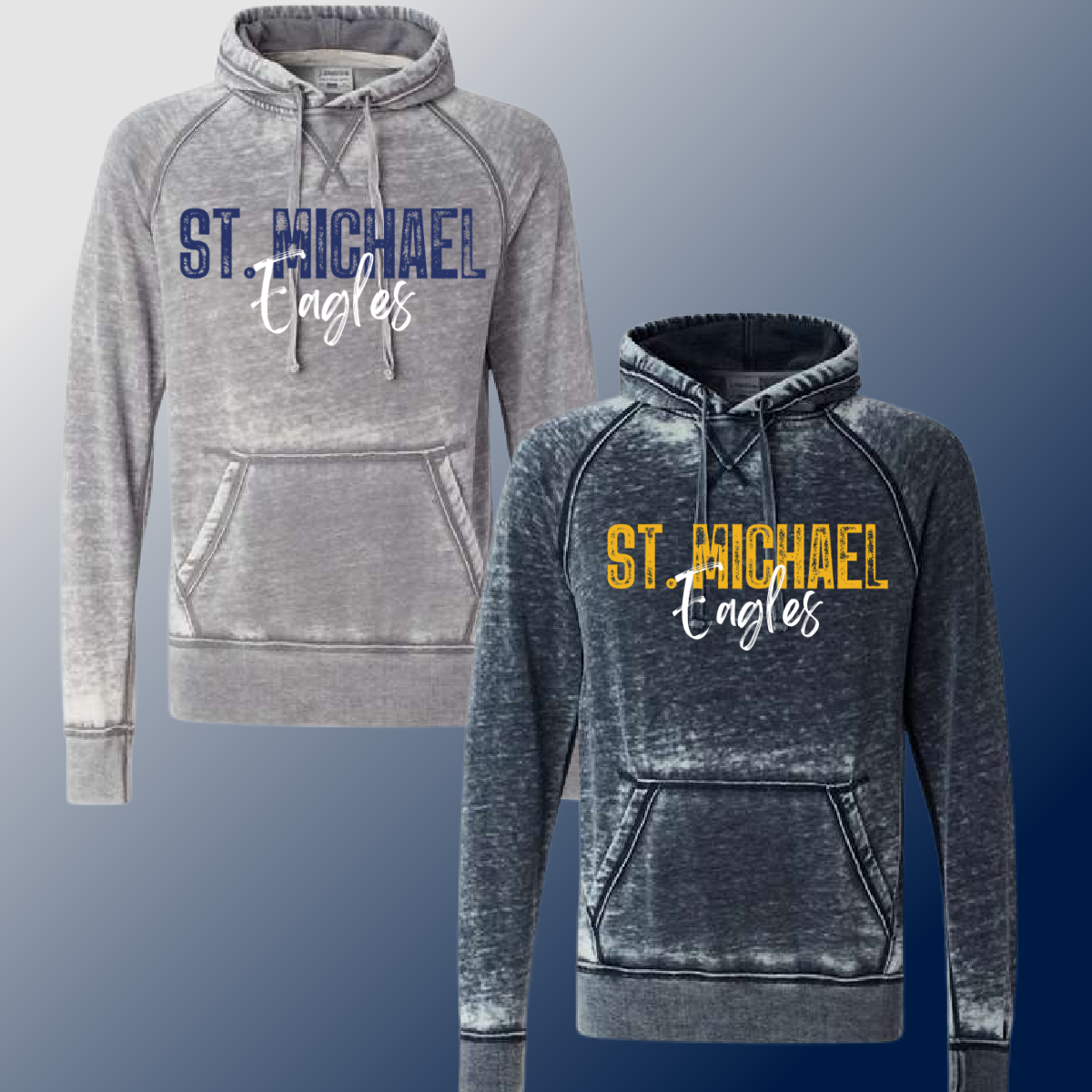 St. Michael Eagles - Stamped Acid Wash Hoodie (Adult) - MADE TO ORDER/TWO WEEKS