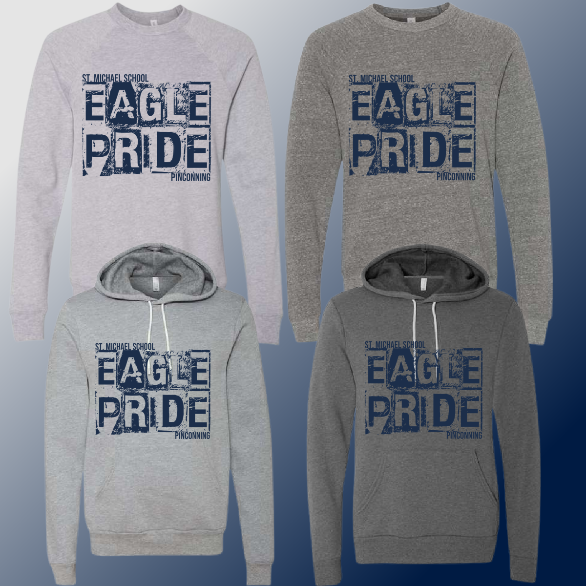 St. Michael Eagles - Gray Distressed Block Premium Sweatshirt