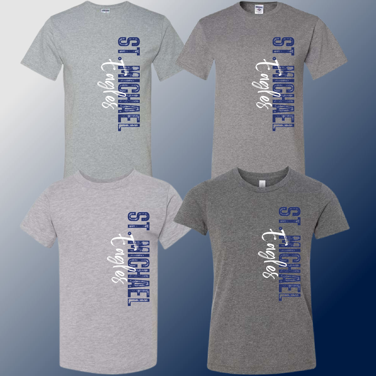 St. Michael Eagles - Gray Vertical Tee (Youth & Adult) - MADE TO ORDER/TWO WEEKS
