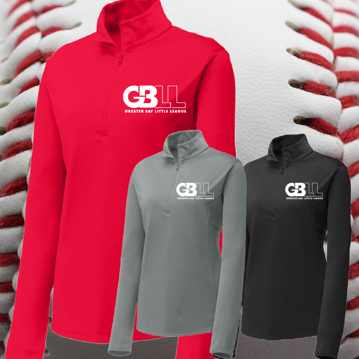 Greater Bay Little League - White Logo Performance Quarter Zip (Women's)