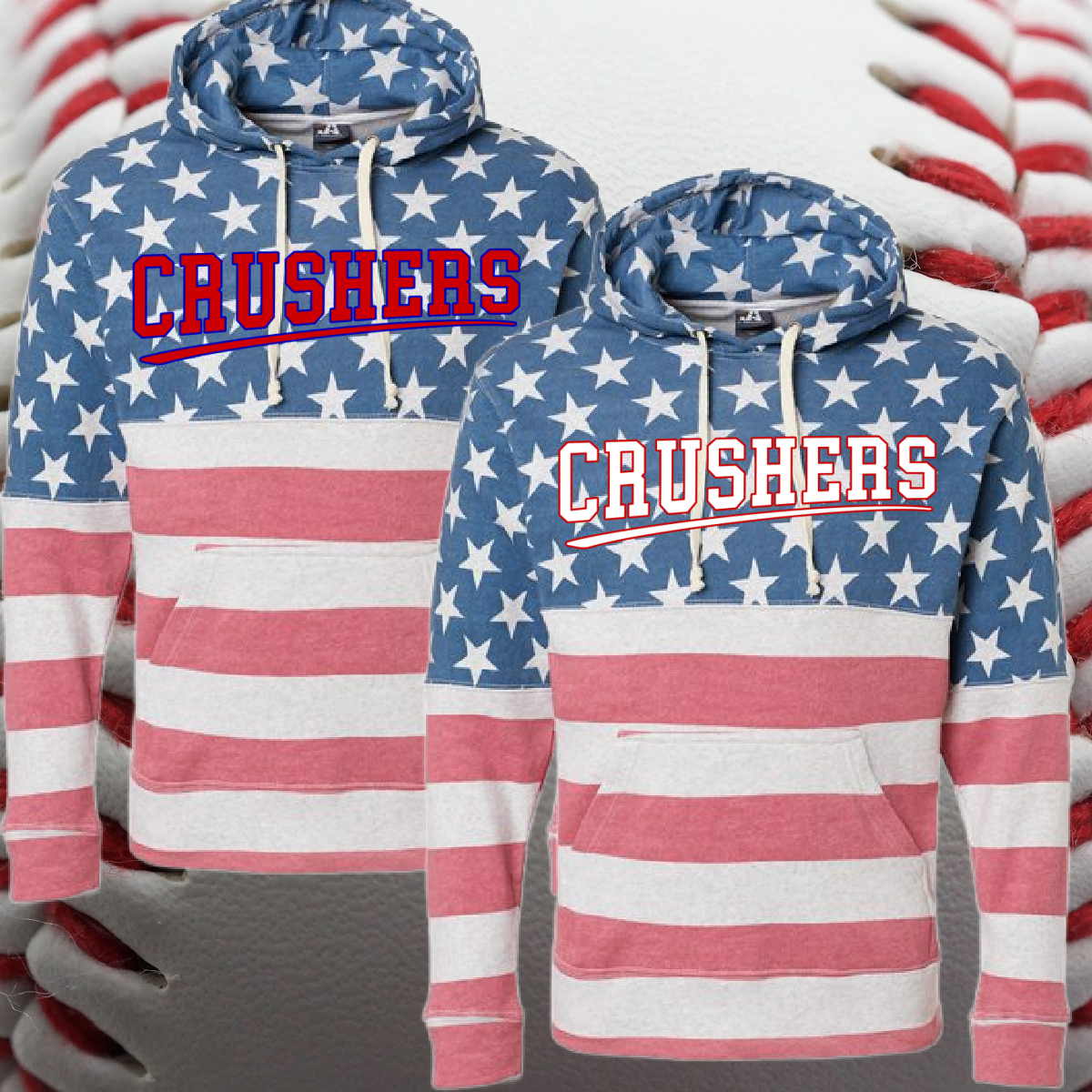 Crushers Baseball - Stars & Stripes Tri Blend Fleece Hoodie (Adult)