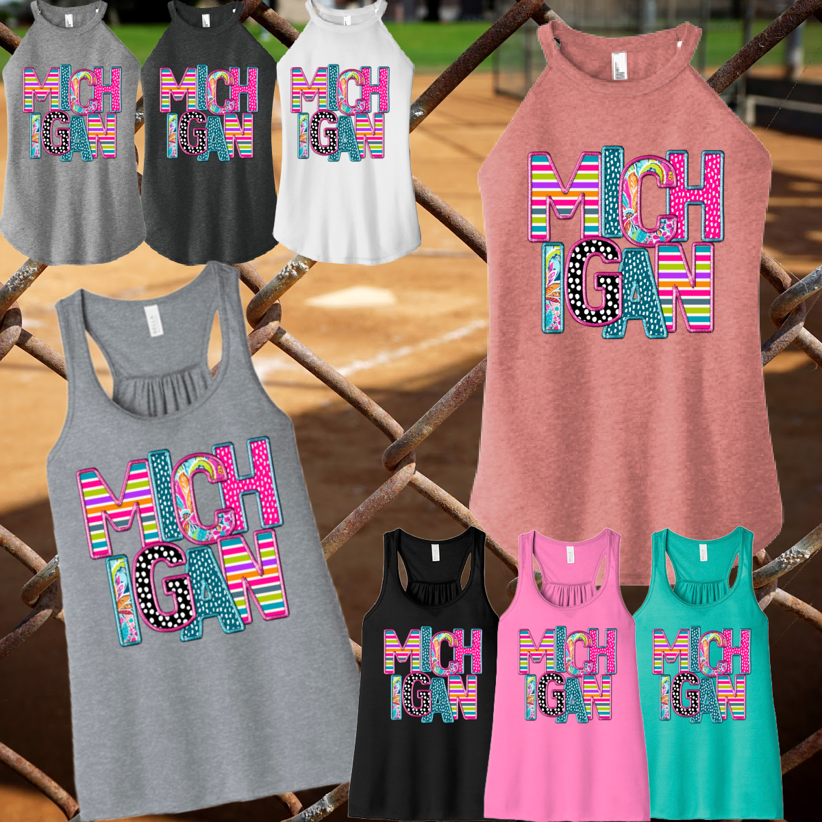 Michigan Faux Embroidery Tank