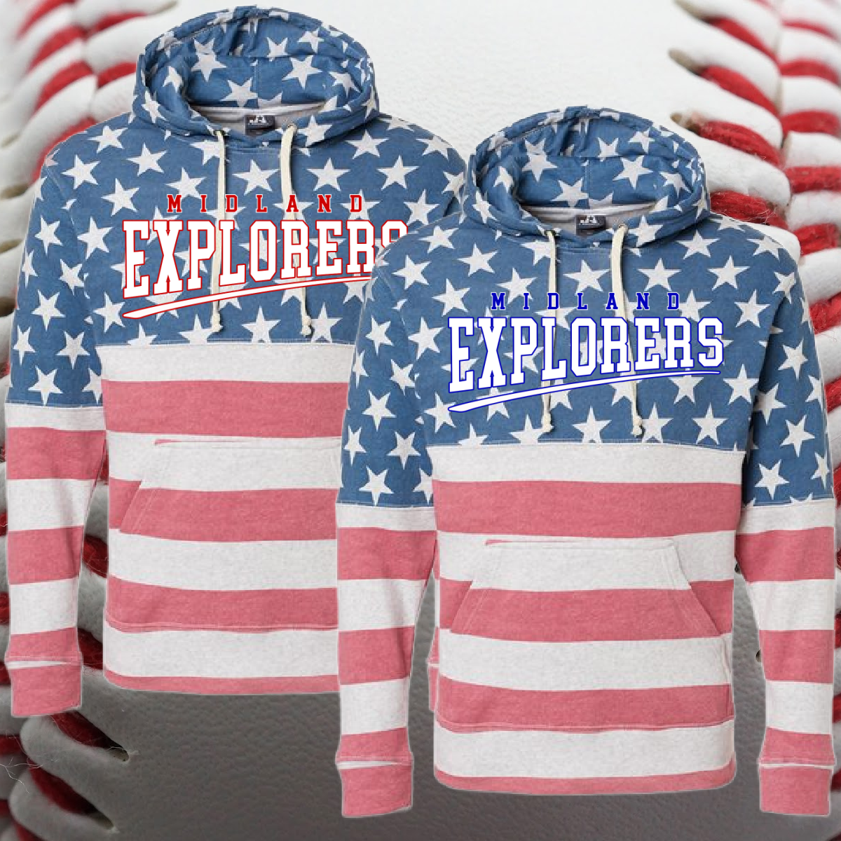 Midland Explorers - Stars & Stripes Tri Blend Fleece Hoodie (Adult)