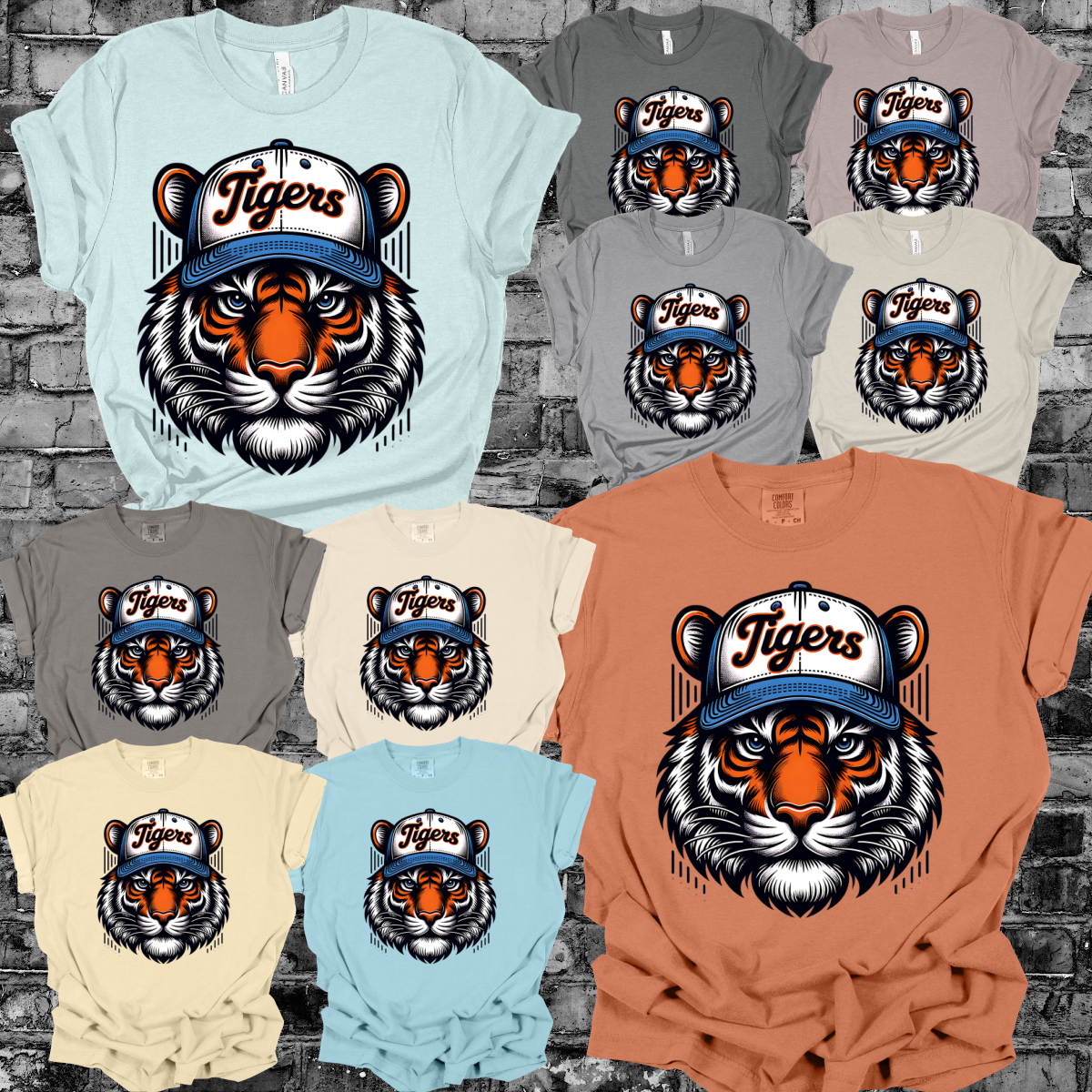 Detroit Baseball Tiger Wearing Hat Tee