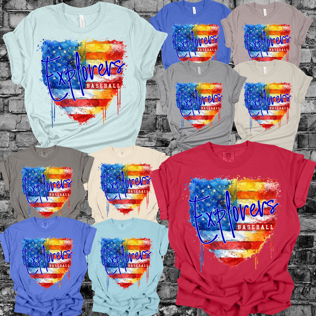 Midland Explorers - Watercolor Homeplate Tee (Adult)