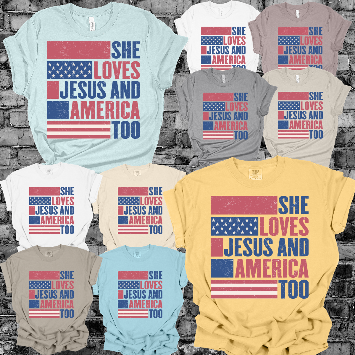She Loves Jesus & America Too Tee