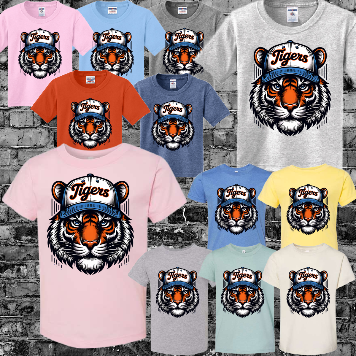 Detroit Baseball - Tiger Wearing Hat Tee (Youth)