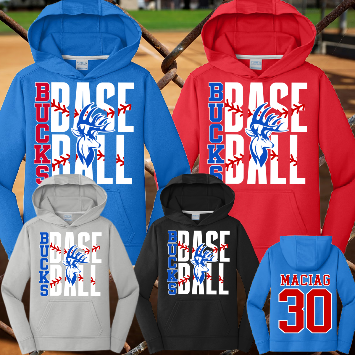 Bay Area Bucks - Baseball/Stitches Performance Hoodie (Youth & Adult)