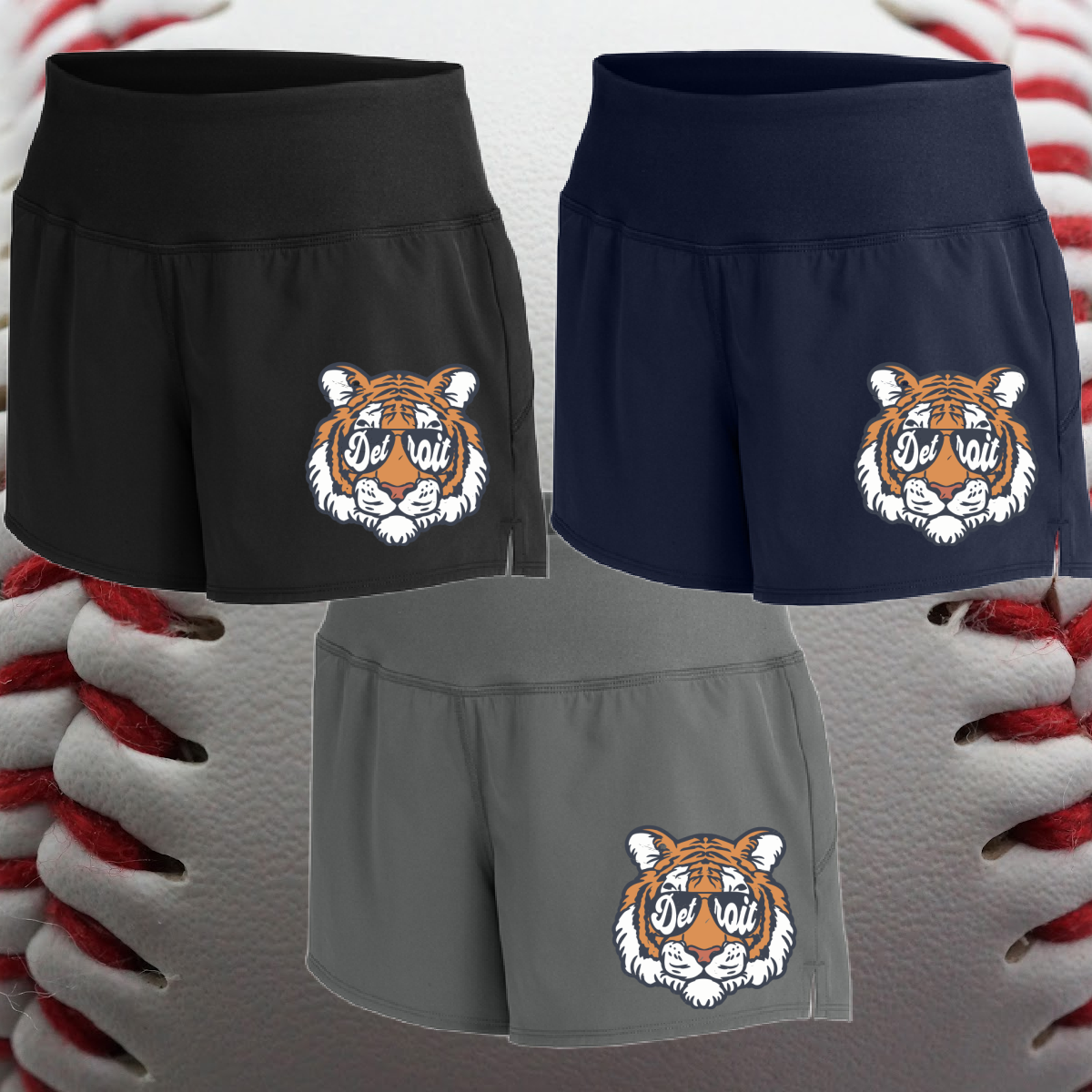 Detroit Baseball Vintage Tiger Face - Womens Shorts