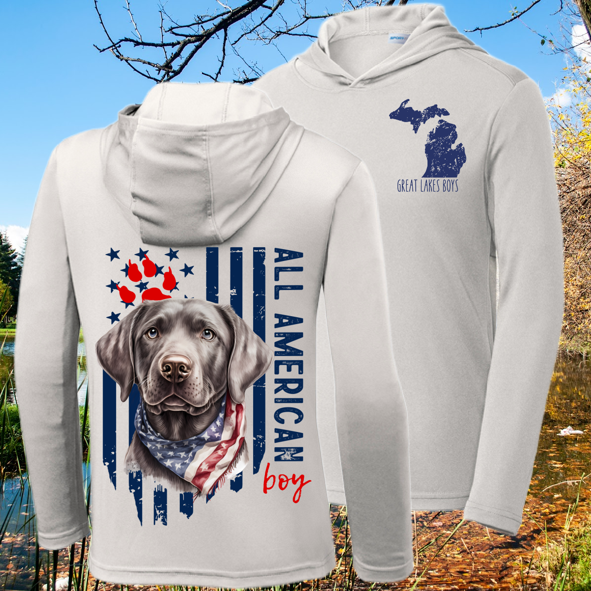 Great Lakes Boys - All American Boy Silver Lab Hooded Long Sleeve (Youth & Adult)