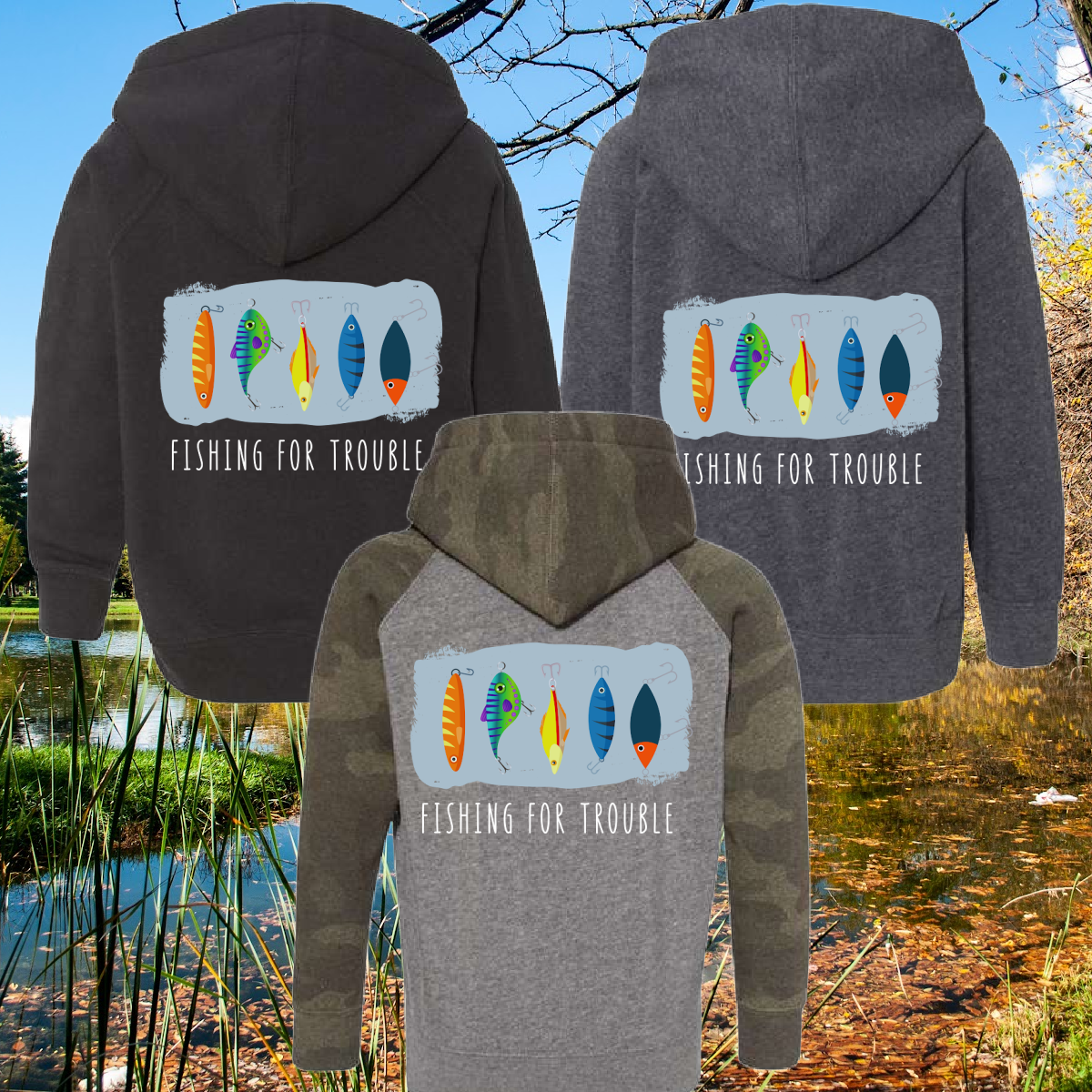 Great Lakes Boys - Fishing For Trouble Premium Hooded Sweatshirt (Toddler, Youth & Adult)