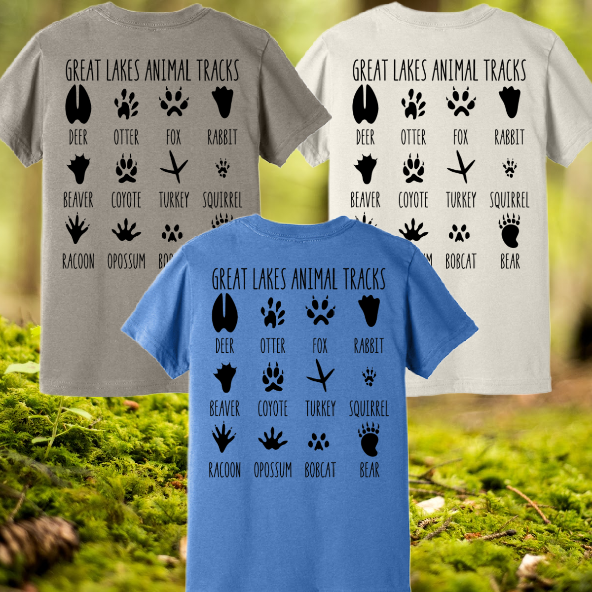 Great Lakes Boys - Great Lakes Animal Tracks Collage Premium Tee (Toddler, Youth & Adult)