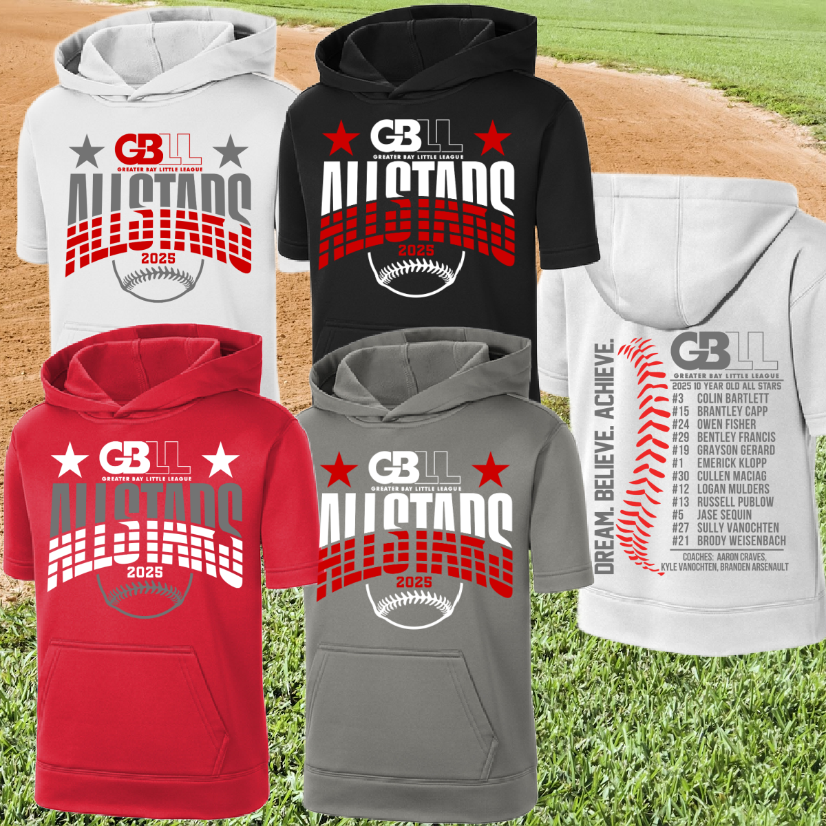 Greater Bay Little League - 2025 All Star Short Sleeve Performance Hoodie (Youth & Adult)