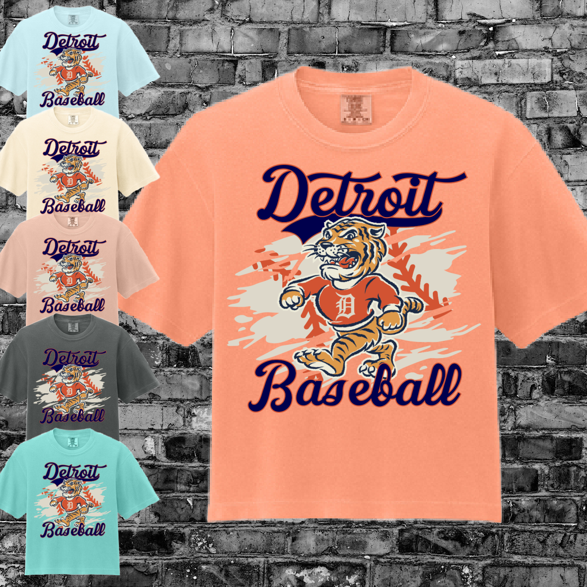 Detroit Baseball - Vintage Mascot Boxy Tee (No Wording)
