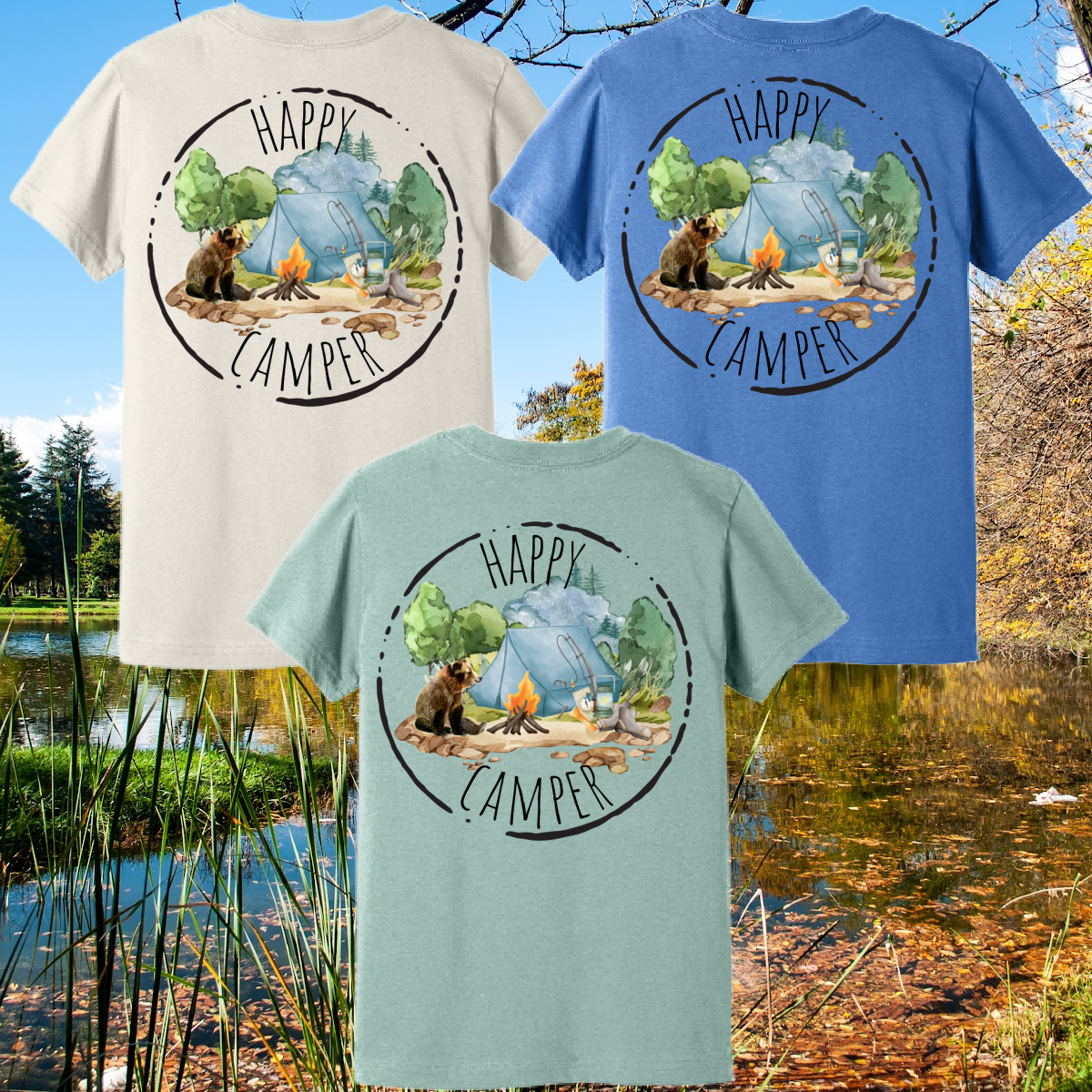 Great Lakes Boys - Happy Camper Bear Premium Tee (Toddler, Youth & Adult)