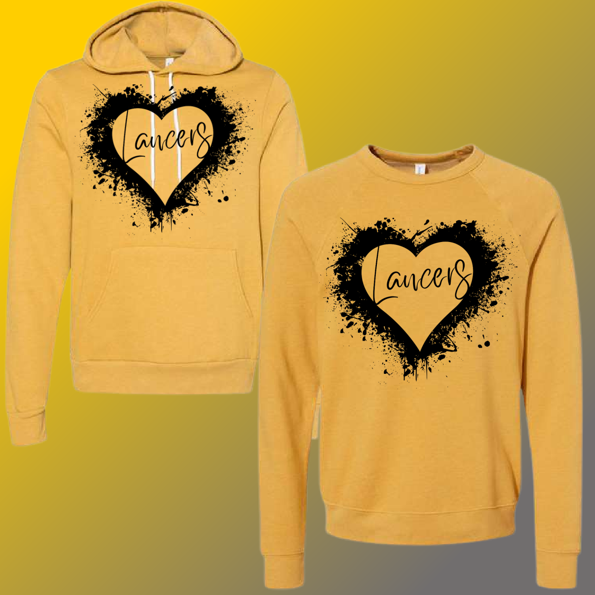 Bullock Creek Lancers - Mustard Splatter Heart Premium Sweatshirt