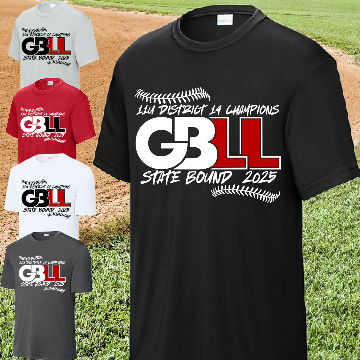 Greater Bay Little League - 2025 District Champs STATE BOUND Performance Tee (Youth, Adult & Tall)
