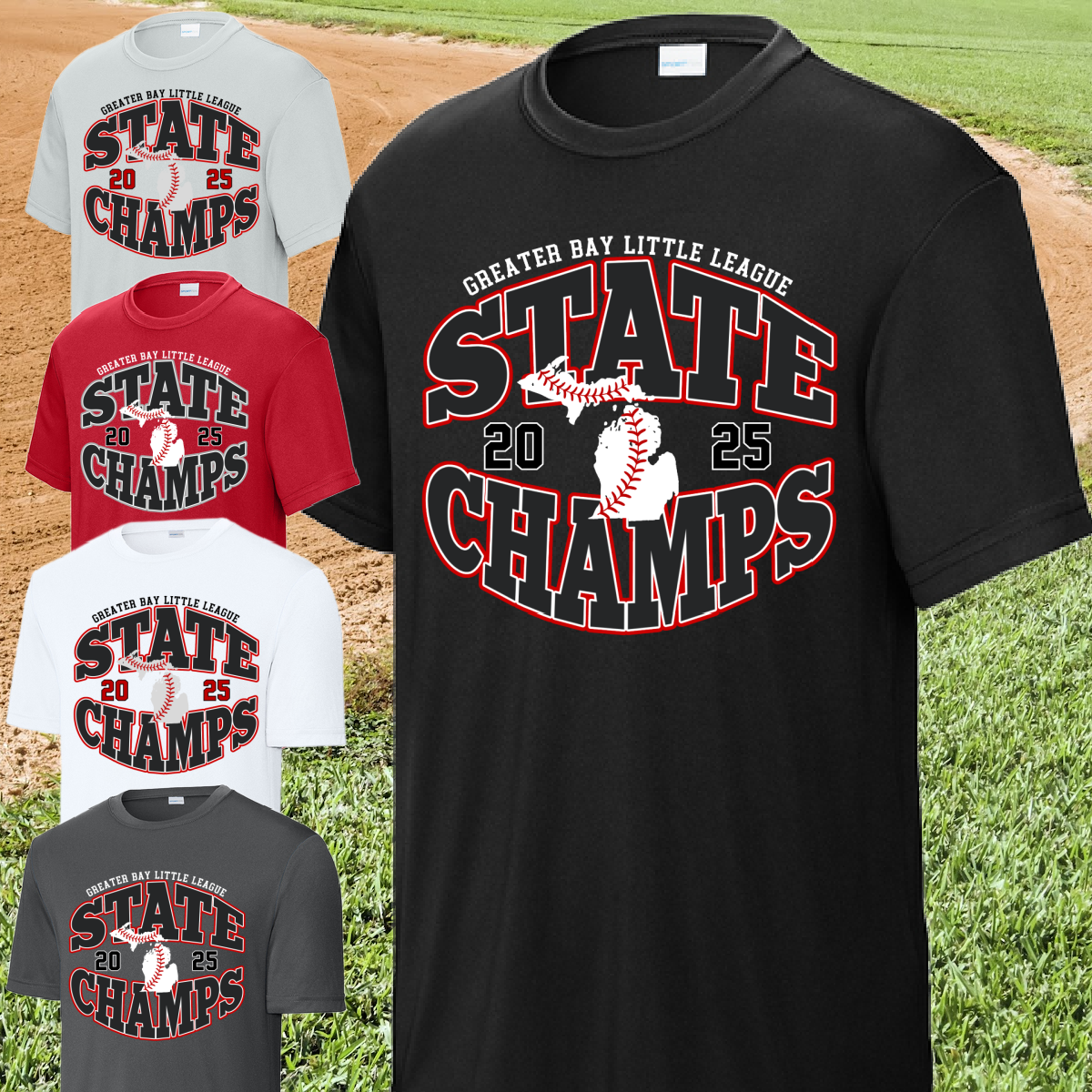 Greater Bay Little League - 2025 11U State Champs Option #1 Performance Tee (Youth, Adult & Tall)