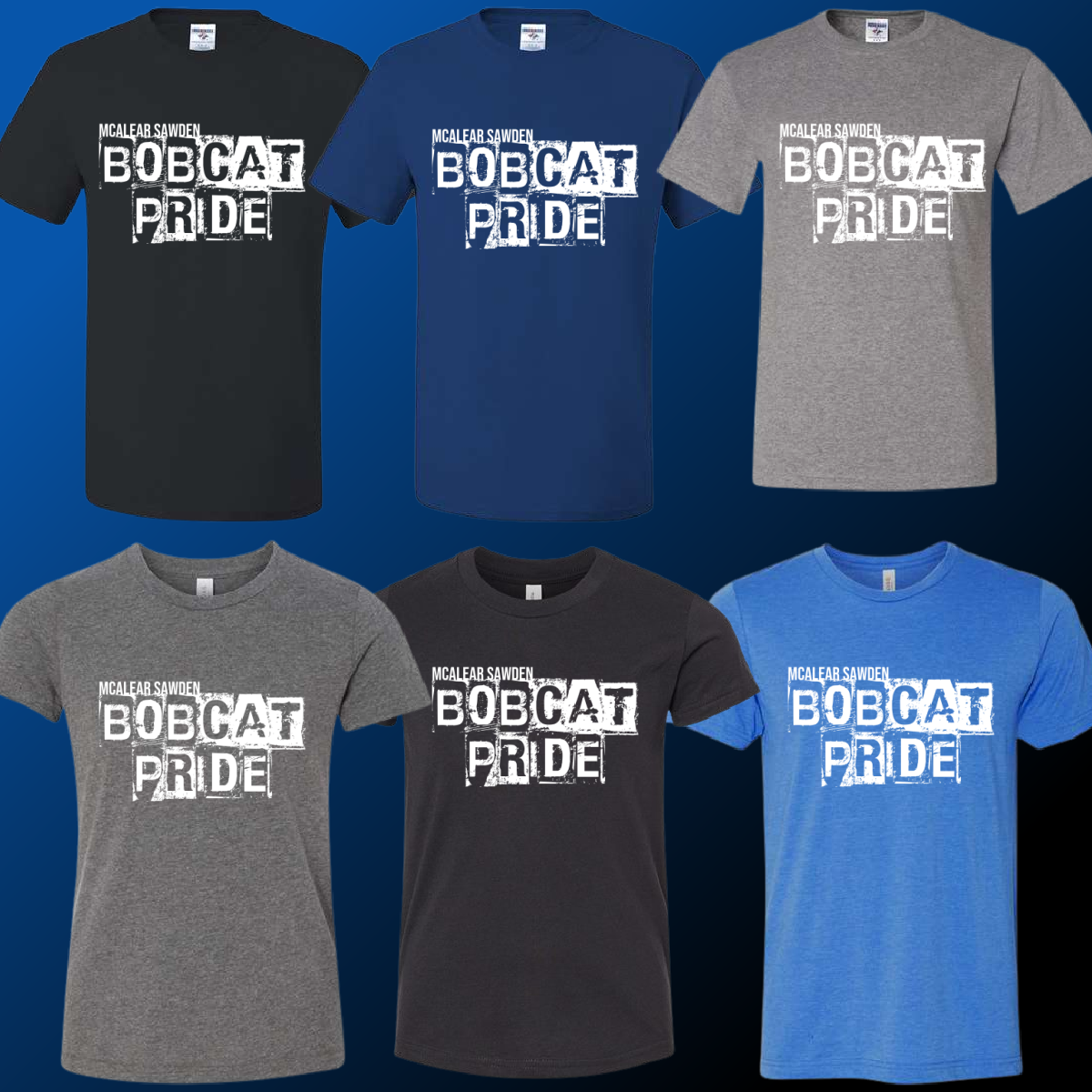 McAlear Sawden Bobcats - Distressed Block Tee (Short & Long Sleeve Options)