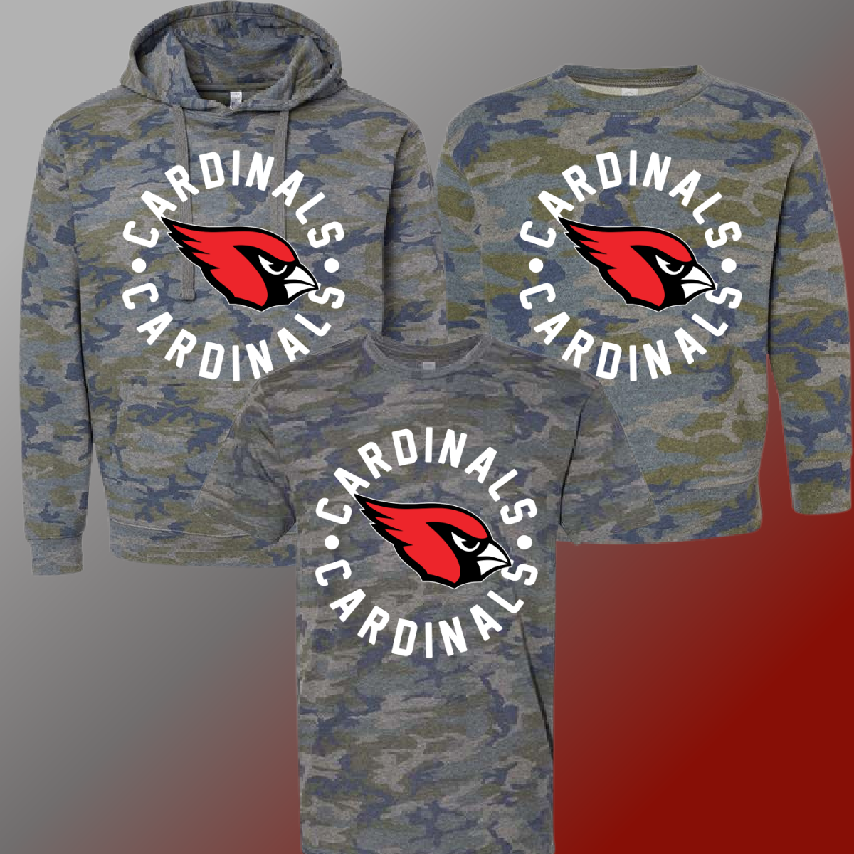St. John Cardinals - Round Logo Camo Tee & Sweatshirt