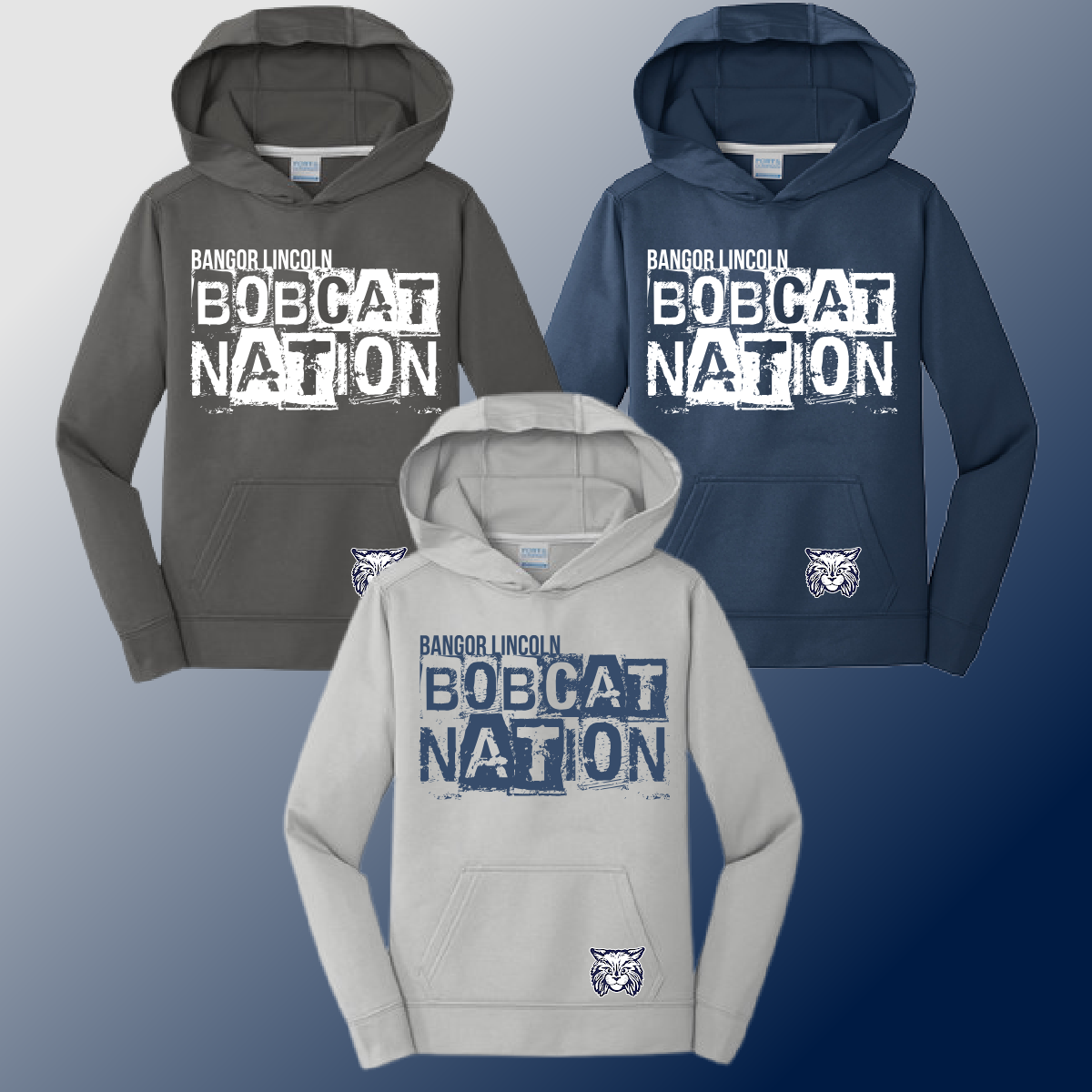 Bangor Lincoln - Distressed Block Performance Hoodie (Youth & Adult)
