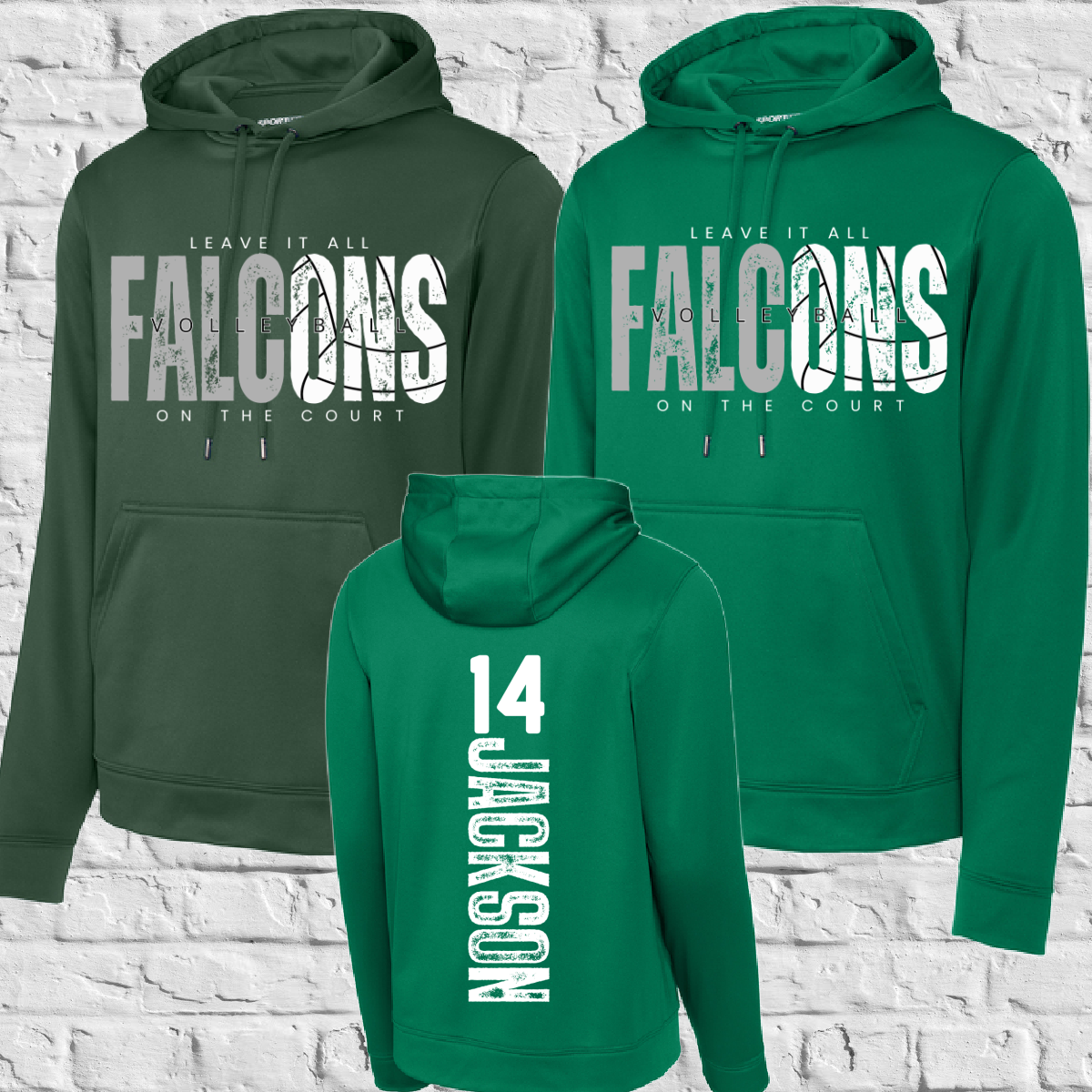 Leave It All On The Court-Falcons Volleyball Performance Hoodie