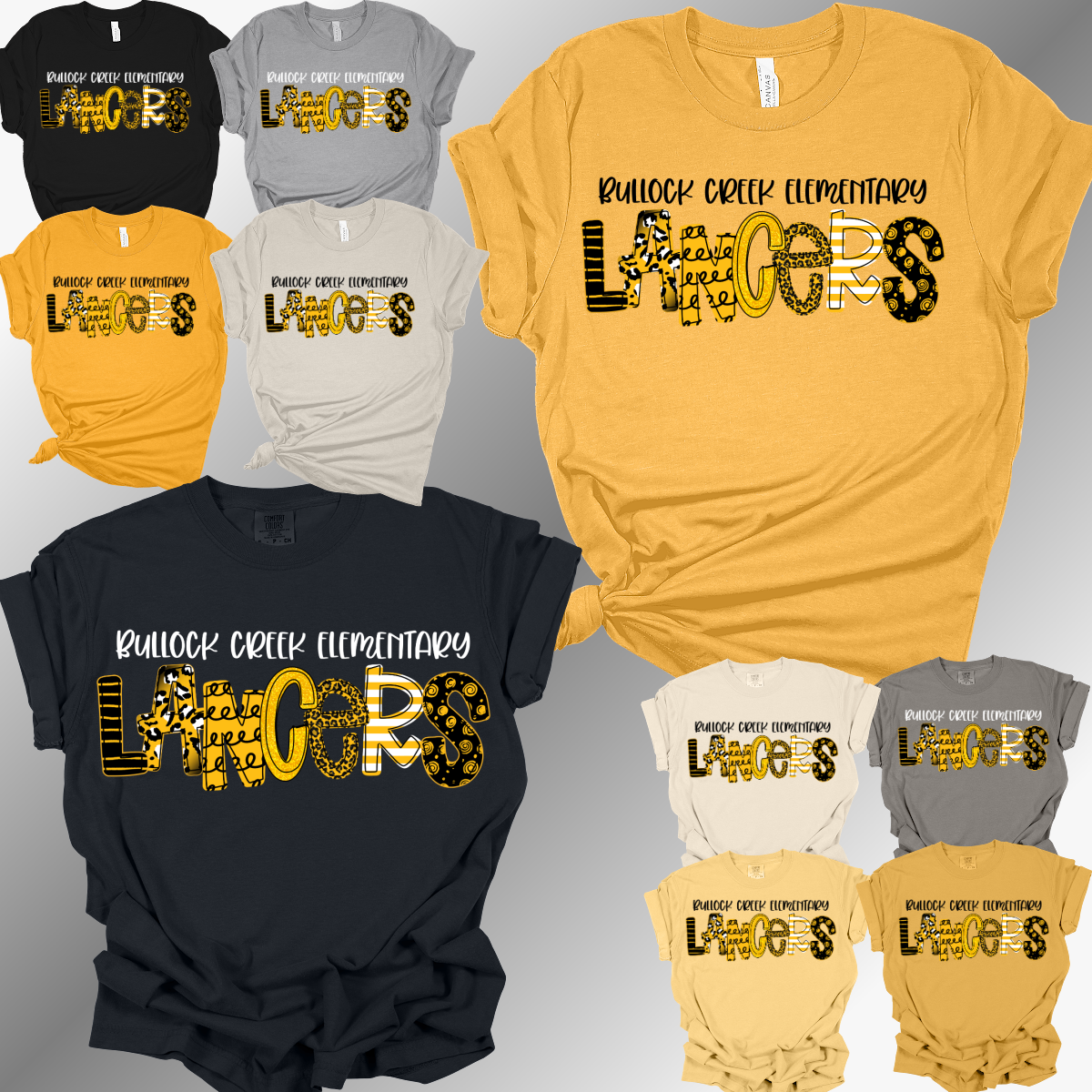 Bullock Creek Lancers - Spirit Font Tee You Choose the School (Adult)