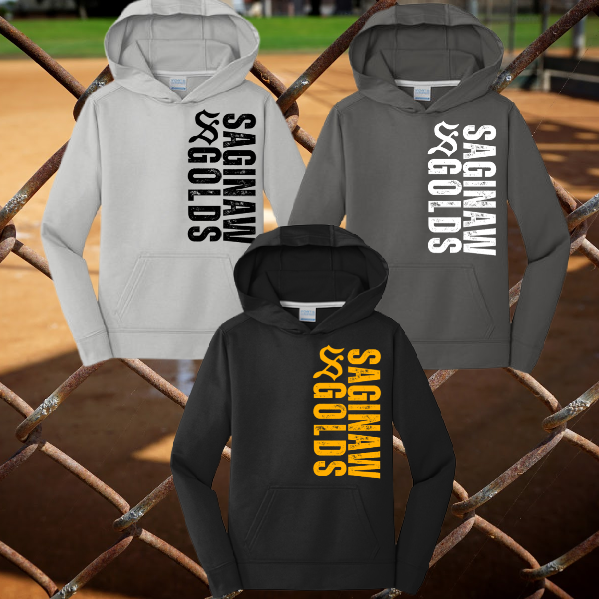 Saginaw Golds - Vertical Print Performance Hoodie (Youth & Adult)