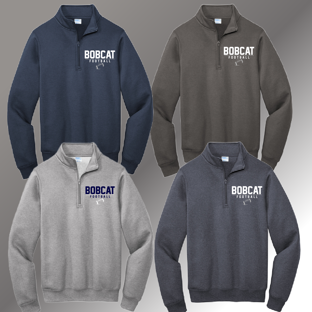 Bobcat Football - Basic Quarter Zip Sweatshirt (Youth & Adult)