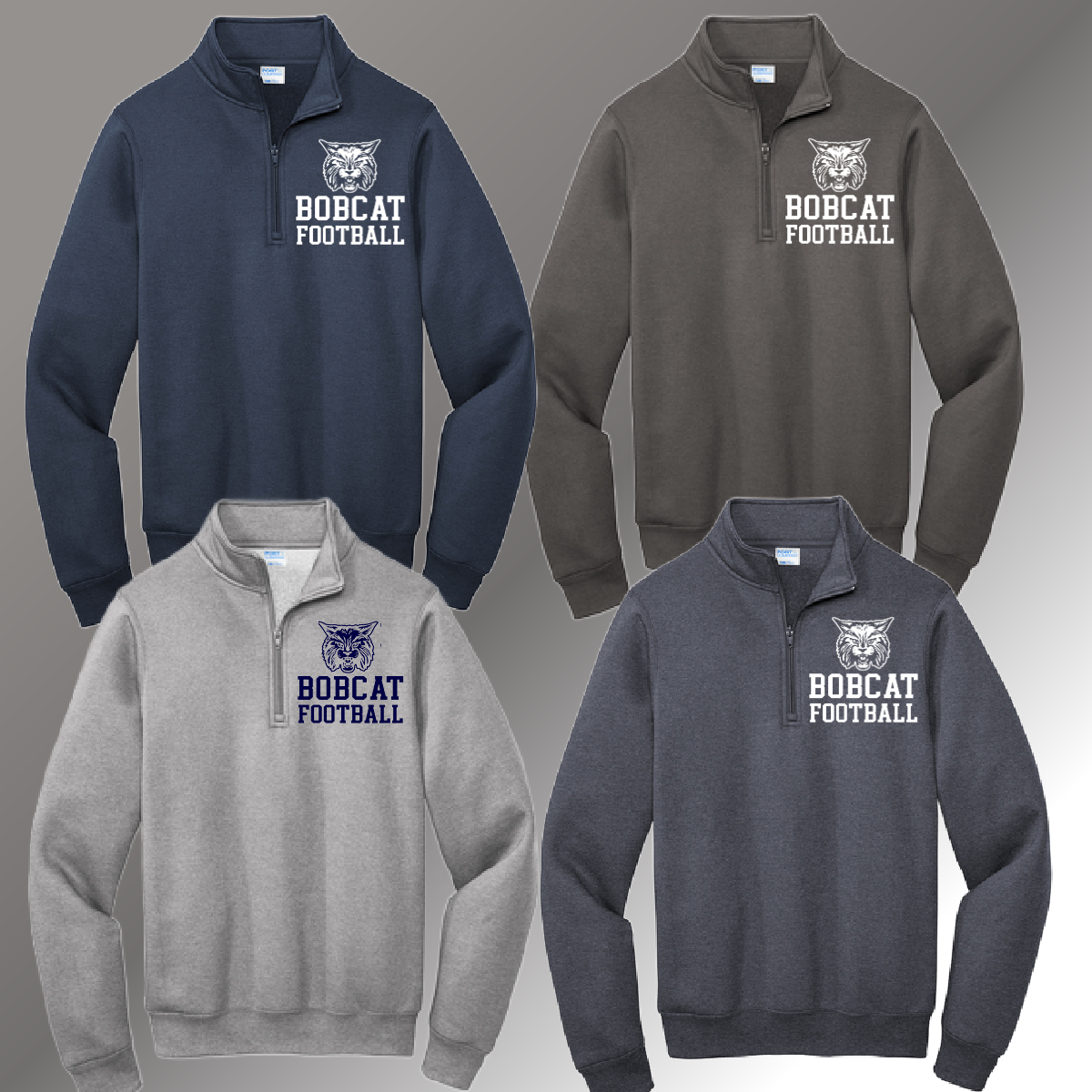 Bobcat Football - Basic Quarter Zip Sweatshirt (Youth & Adult)