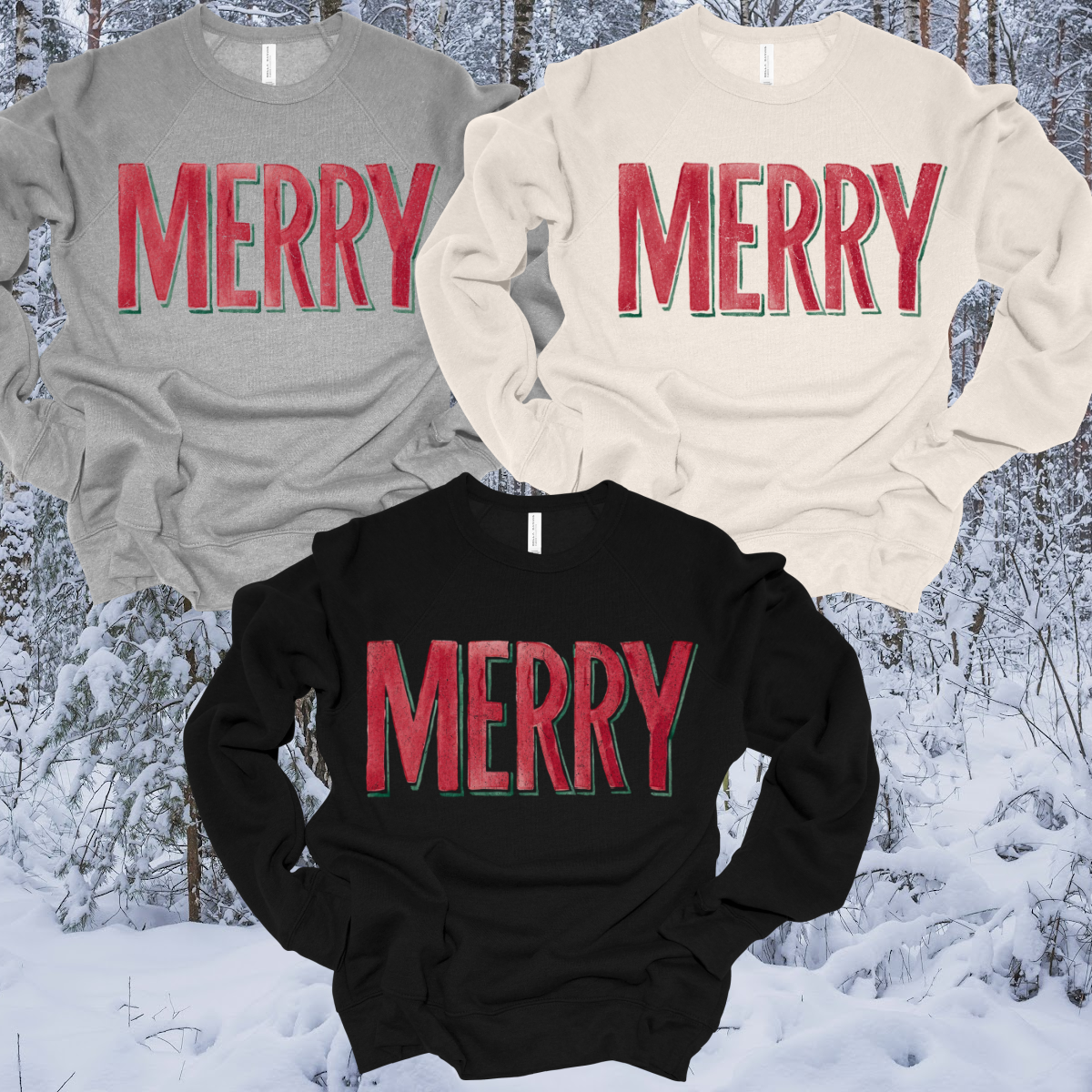 Watercolor MERRY Premium Sweatshirt (Adult)