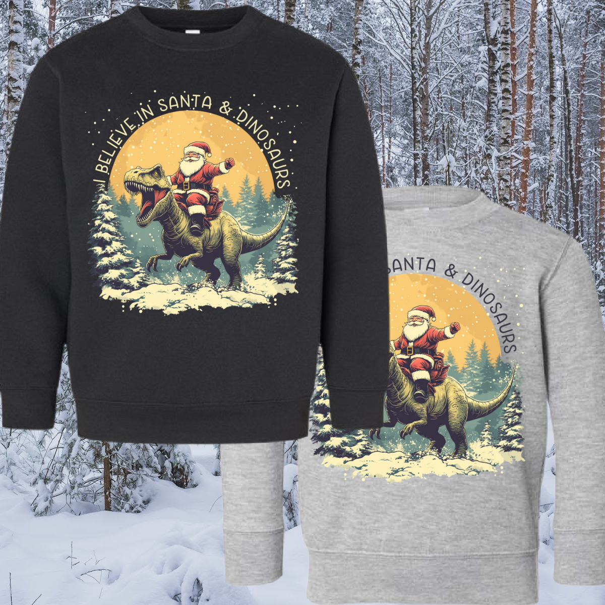 I Believe In Santa & Dinosaurs Basic Crewneck (Youth)