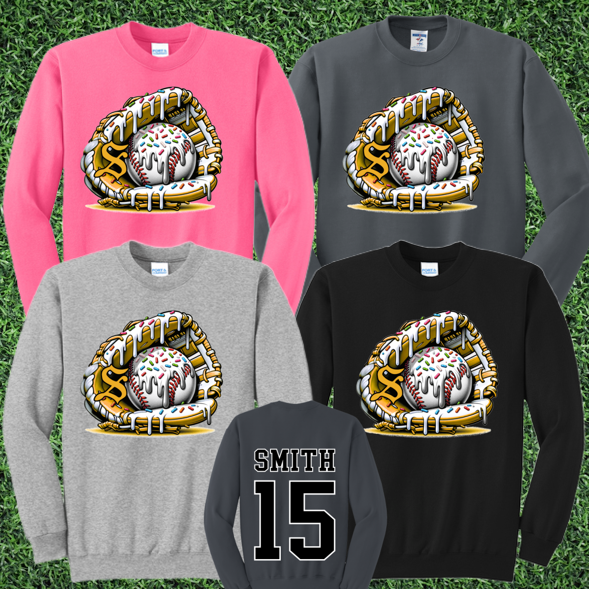 Saginaw Golds Ice Cream Drip Baseball Basic Crewneck or Hoodie (Youth & Adult)