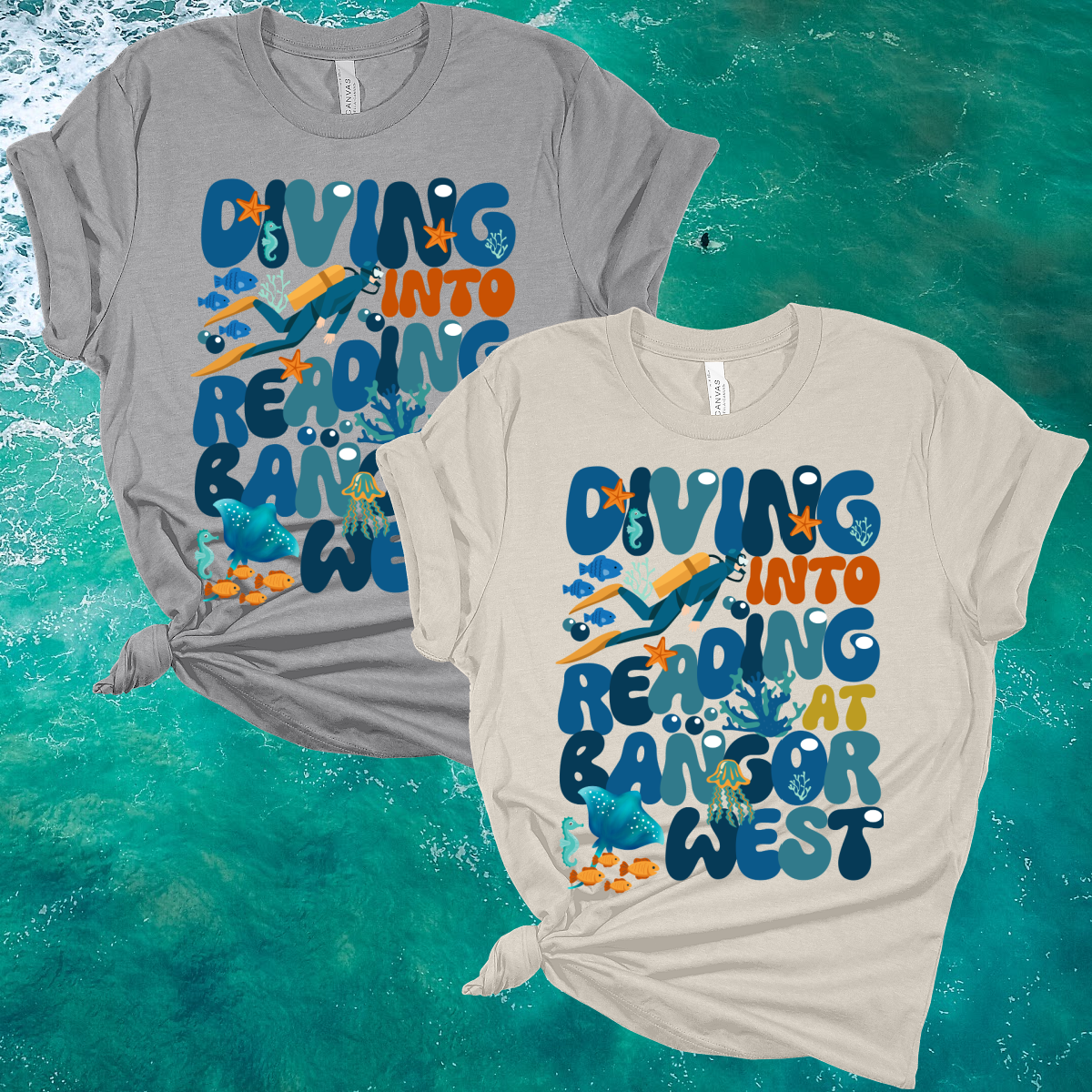 Diving Into Reading At Bangor West (Teacher Tees) - ORDER BY 2/21