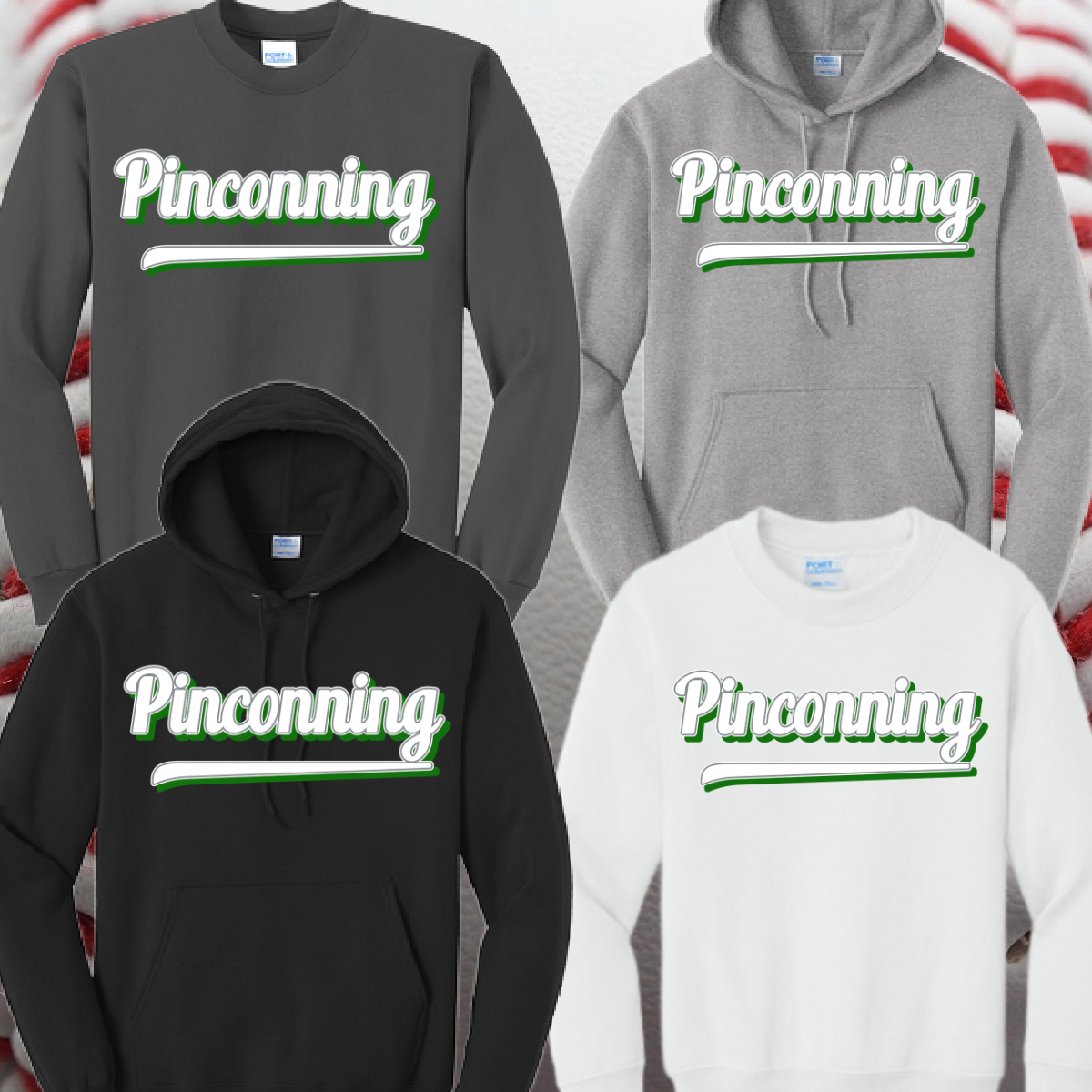Pinconning Baseball 2025 Logo (Green Offset) Basic Sweatshirt (Youth & Adult)