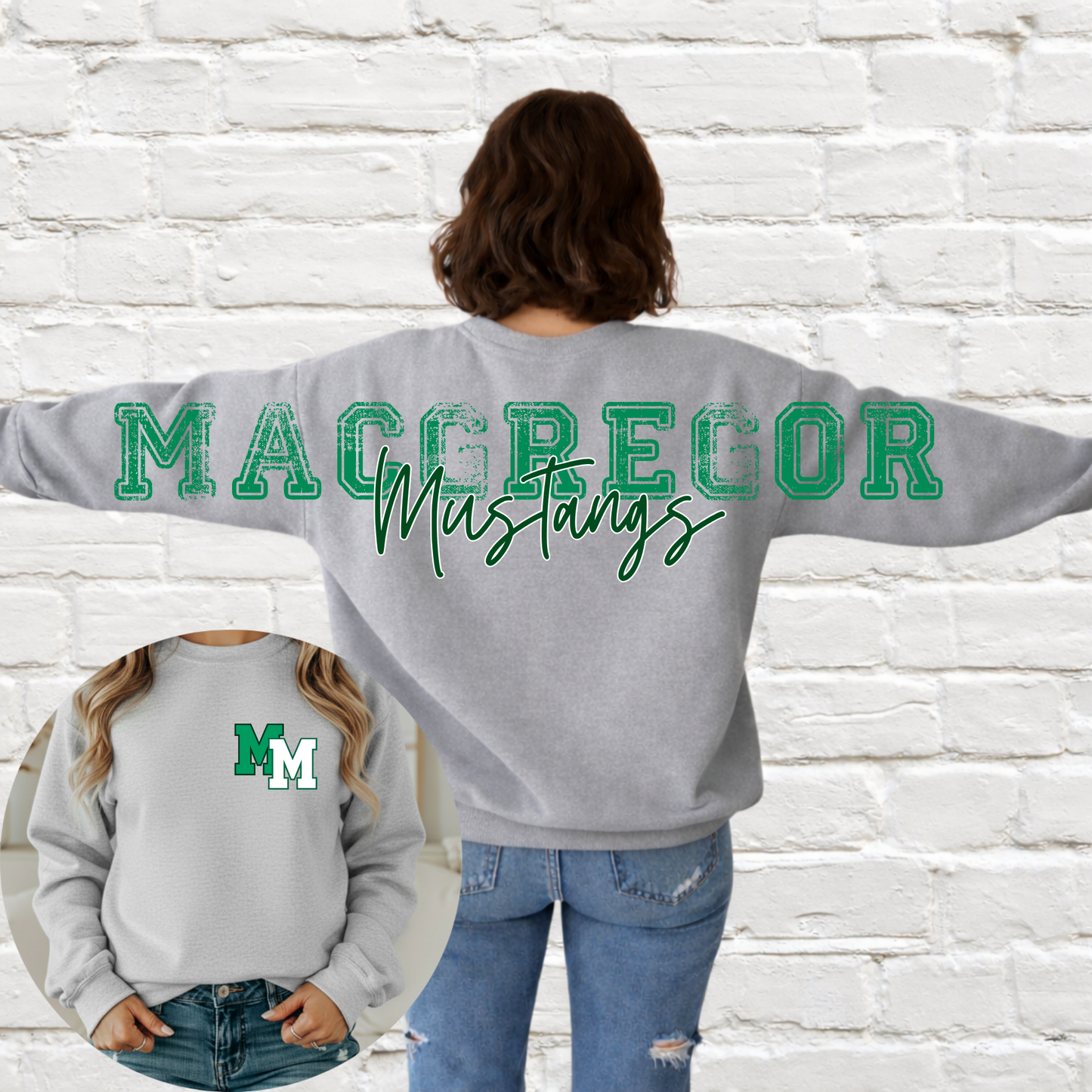 MacGregor Mustangs - Big Across The Back Crewneck (Athletic Gray)