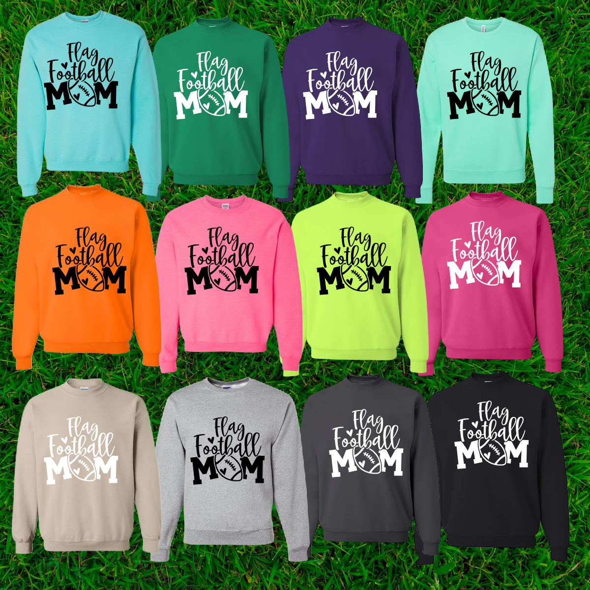 FTH Football - Flag Football Mom Crewneck (Adult) - MADE TO ORDER/TWO WEEKS