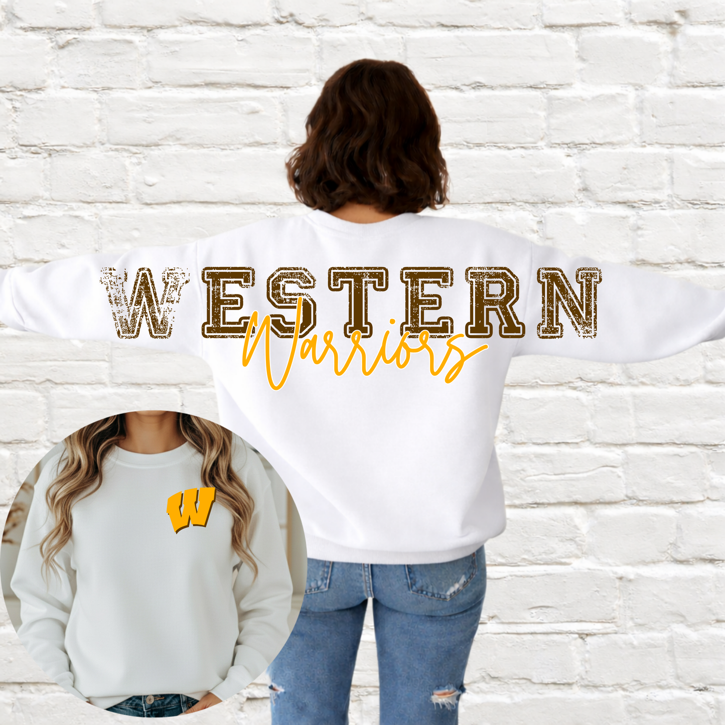 Western Warriors - Big Across The Back Crewneck (White)