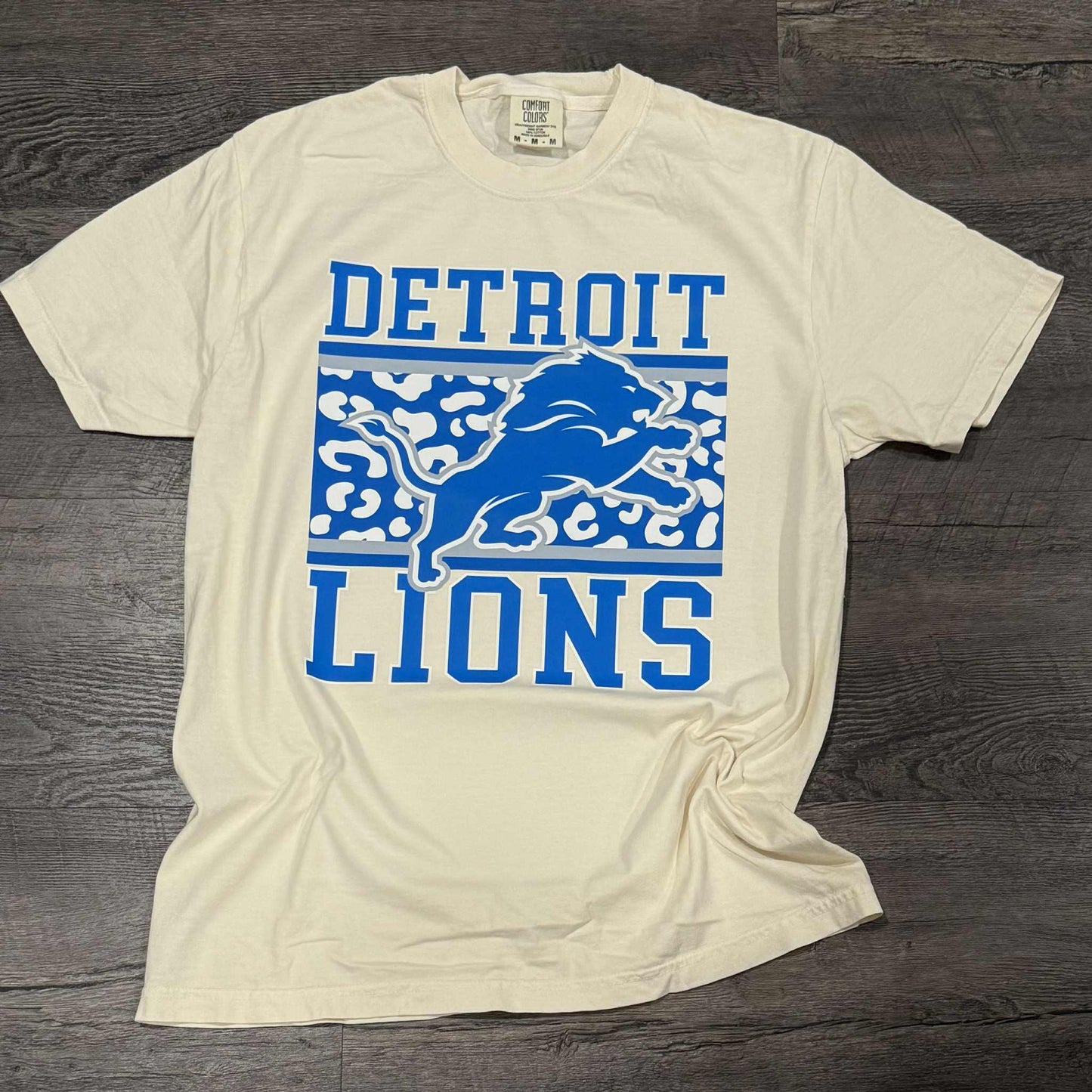 Ready To Ship - Detroit Football Leopard Boxy Design CC Tee