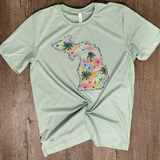 Floral Michigan Tee - Ready To Ship