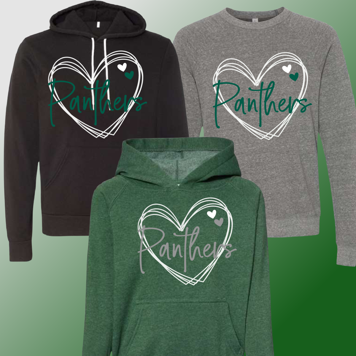 Panthers - Heart Sweatshirt (Youth & Adult Sizes Available)