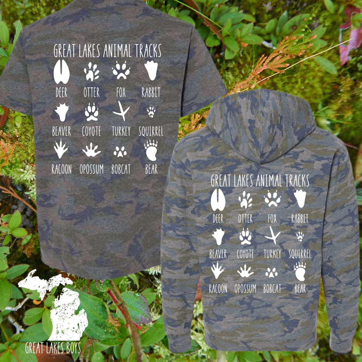 Great Lakes Boys - GREEN CAMO Great Lakes Animal Tracks